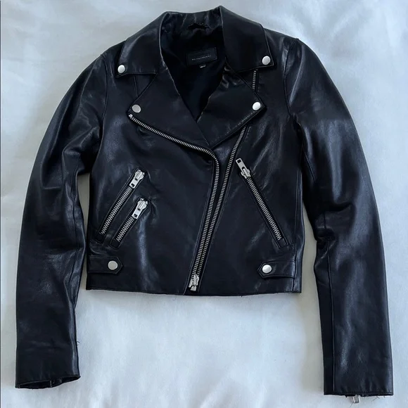 Mackage Black Leather Biker Jacket - Picture 2 of 8